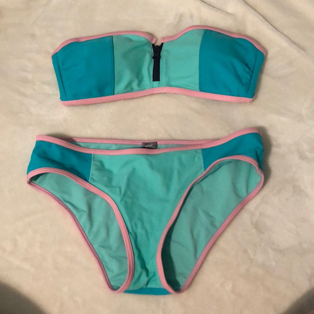 blue and pink bikini